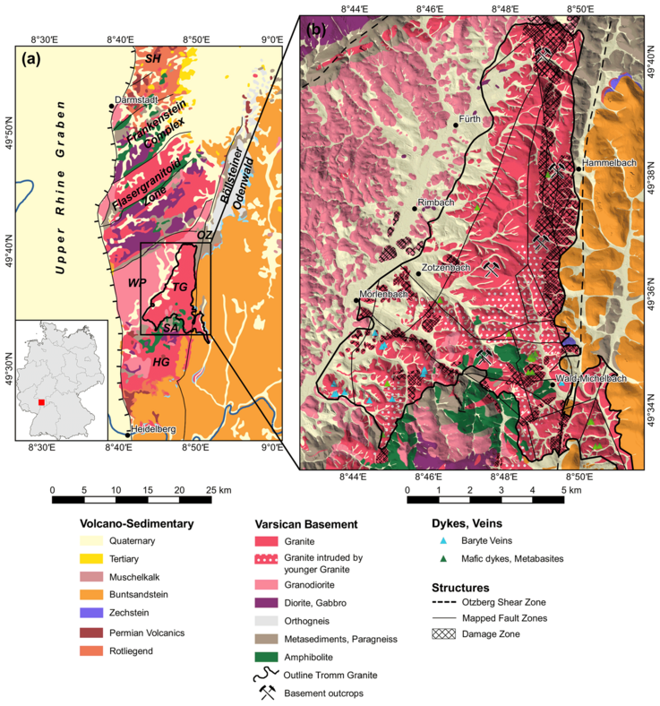 Geologische Karte des südlichen Odenwalds